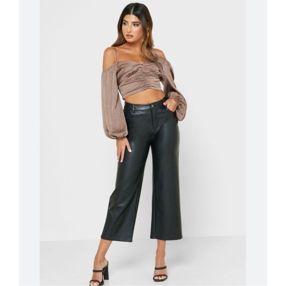 Topshop Women's Balloon Sleeve Strappy Crop Top Size 4 NWT